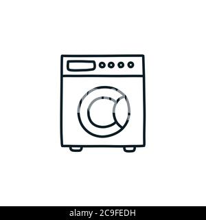 Waschmaschine Doodle Symbol, Vektor-Linie Illustration Stock Vektor