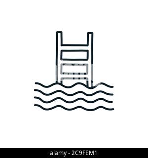 Schwimmbad Doodle Symbol, Vektor-Linie Illustration Stock Vektor