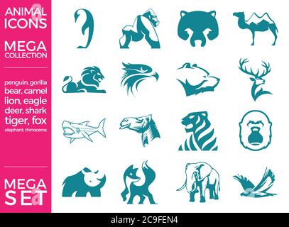 Mega Pack und Mega Set Vector Animals Icons Set EPS 10 Stock Vektor