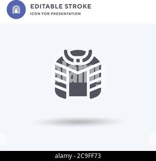 Samurai-Symbolvektor, gefülltes flaches Zeichen, solides Piktogramm isoliert auf Weiß, Logo-Illustration. Samurai Symbol für Präsentation. Stock Vektor