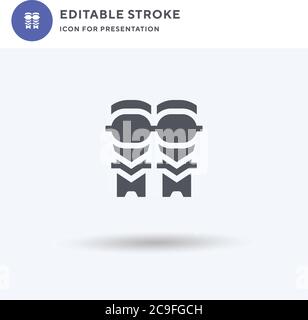 Shin Symbol Vektor, gefüllt flache Zeichen, solide Piktogramm isoliert auf weiß, Logo-Illustration. Shin Icon für die Präsentation. Stock Vektor