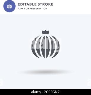 Zwiebel-Symbolvektor, gefülltes flaches Zeichen, solides Piktogramm isoliert auf Weiß, Logo-Illustration. Zwiebelsymbol für die Präsentation. Stock Vektor