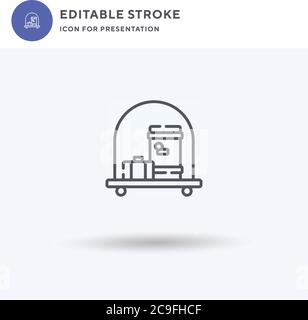 Trolley-Symbolvektor, gefülltes flaches Schild, solides Piktogramm isoliert auf Weiß, Logo-Illustration. Rollwagensymbol für die Präsentation. Stock Vektor