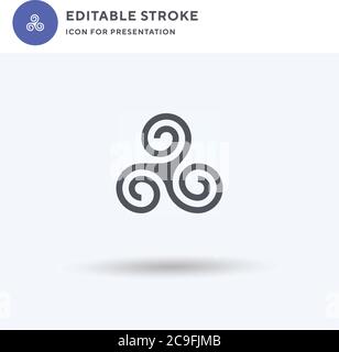 Triskele Symbolvektor, gefülltes flaches Zeichen, solides Piktogramm isoliert auf weiß, Logo-Illustration. Triskele-Symbol für die Präsentation. Stock Vektor