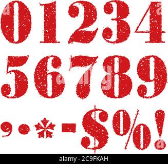 Grunge Gummistempel / Aufdruck Zahlen Lillistrationsset (von 0 bis 9 etc.) Stock Vektor