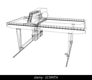 Umriss des Portalbehälters auf der Schiene Stock Vektor