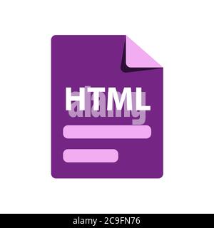 Vektor lila Symbol HTML. Dateiformaterweiterungen Symbol. Flaches Design. Stock Vektor