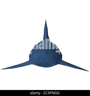 Low Poly Blue Hai. 3D. Vorderansicht. Vektorgrafik. Stock Vektor