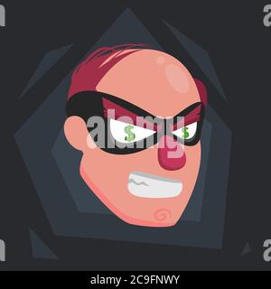 Gieriger Dieb in einer Maske Stock Vektor