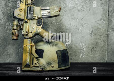 Moderne Waffenserie. US Army Sturmgewehr, Nahaufnahme. Stockfoto