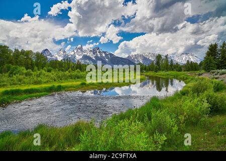 Schwabacher Landing im Grand Teton National Park. Stockfoto