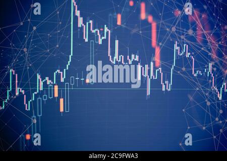 Das Forex-Diagramm auf dem digitalen Bildschirm. Working Set für die Analyse von Finanzstatistiken und die Analyse von Marktdaten. Stockfoto