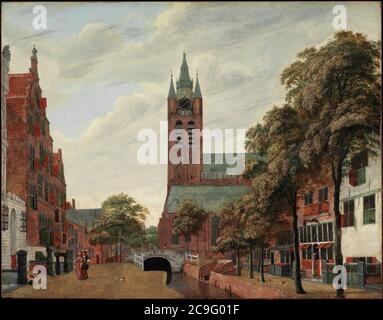 Jan van der Heyden - Blick auf den Oude Delft Kanal, Delft Stockfoto