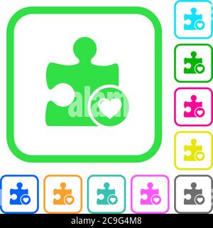 Lieblings-Plugin lebendige farbige flache Symbole in gekrümmten Rändern auf weißem Hintergrund Stock Vektor