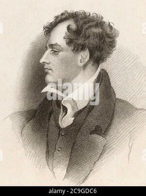 GEORGE GORDON BYRON,Lord Byron (1788-1824) englischer Dichter und Politiker, um 1813. Stockfoto