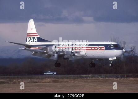 REEVE ALEUTIAN AIRWAYS LOCKHEED L-188 ELECTRA. Stockfoto