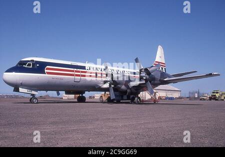 REEVE ALEUTIAN AIRWAYS LOCKHEED L-188 ELECTRA. Stockfoto