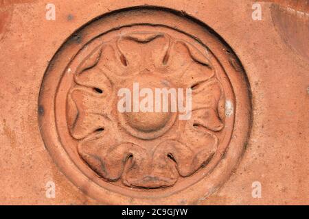 Stein geschnitztes Tudor Rose Emblem, UK Stockfoto