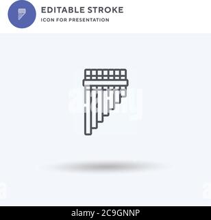 Pan Flute Icon Vektor, gefülltes flaches Zeichen, solides Piktogramm isoliert auf weiß, Logo Illustration. Symbol für Schwenken der Flöte für die Präsentation. Stock Vektor