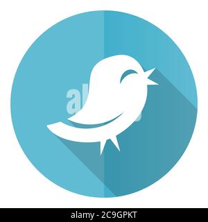 Twitter Vektor-Symbol, flaches Design blau rund Web-Taste isoliert auf weißem Hintergrund Stock Vektor