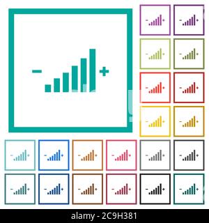 Flache Farbsymbole mit Quadrantenrahmen auf weißem Hintergrund Stock Vektor