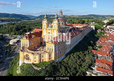 Kloster Melk, Kloster, Benediktinerabtei, österreichischer Barock, erbaut 1702-1746, UNESCO Weltkulturerbe, hinter der Donau, bei Melk, Wachau Stockfoto