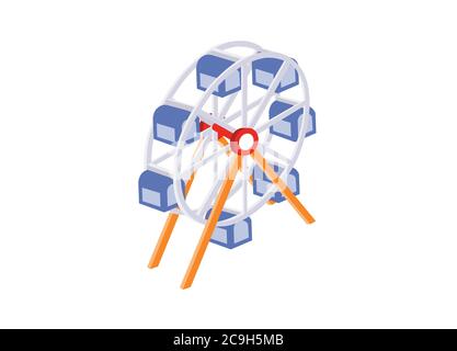Riesenrad isoliert auf weißem Hintergrund. Stock Vektor