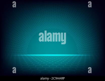 Moderner Sechseck-Hintergrund mit Bogensechseck-Kurve auf Gradienten-Hintergrund. Stock Vektor