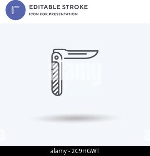 Jackmesser Symbolvektor, gefülltes flaches Schild, solides Piktogramm isoliert auf weiß, Logo-Illustration. Jackknife-Symbol für Präsentation. Stock Vektor
