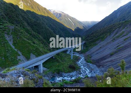 Otira Viadukt in der Nähe des Arthus Pass National Park Stockfoto