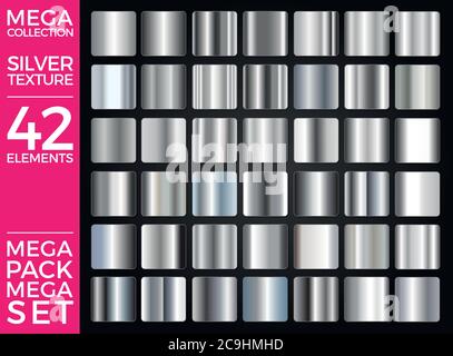 Vektor-Set von Silber Verläufe, Silver Squares Collection, Texturen Gruppe EPS 10 Stock Vektor