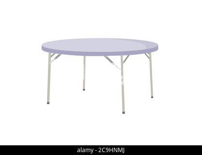 Klappbarer runder Tisch isoliert auf weißem Hintergrund. Stock Vektor