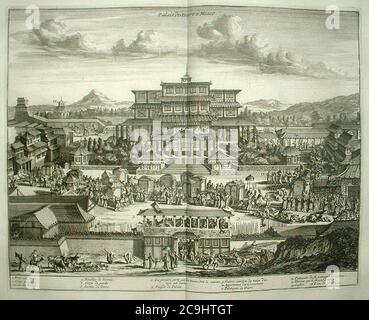 Jacob van Meurs - Palais du dairo a Miaco - Palast des Kaisers in Kyoto - 1680. Stockfoto