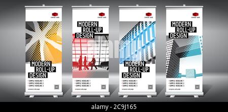 Roll-up-Vorlagen (85x200 cm) - Moderne Bürogebäude Stock Vektor