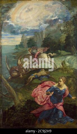 Jacopo Tintoretto - der Heilige Georg und der Drache Stockfoto