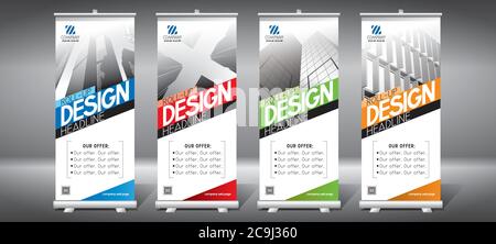 Roll-up-Vorlagen (85x200 cm) - Moderne Bürogebäude, Wolkenkratzer Stock Vektor