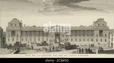 Jacques Rigaud, Vue de la Grande façade du Vieux Louvre. Stockfoto