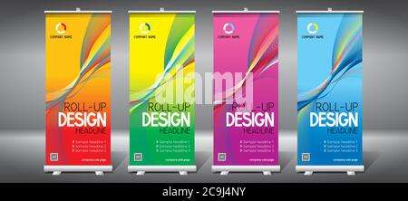 Roll-up-Vorlagen (85x200 cm) - geometrische Linien Stock Vektor