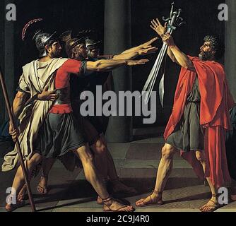 Jacques-Louis David, Le Serment des Horaces Detail. Stockfoto