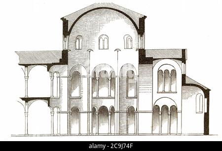 Jahrbuch MZK Band 03 - Gewölsystem - Abb. 03 San Vitale Längenschnitt. Stockfoto