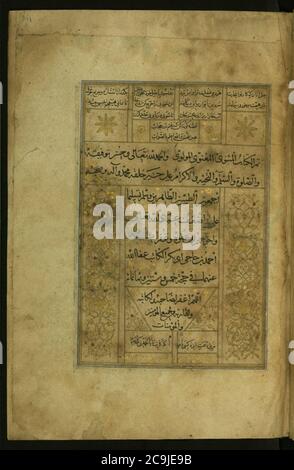 Jalal al-DIN Rumi, Maulana - illuminated Colophon zur Sammlung von Gedichten (Masnavi Stockfoto