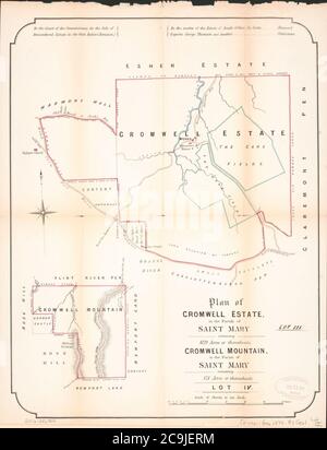 Jamaika, Einzelheiten und Bedingungen des Verkaufs von wertvollen Zucker Estate - bekannt als ‘Trinity Plantation,‘ ‘Roslyn Pen,‘ ‘Cromwell Plantation,‘ und Cromwell Mountain,‘ alle sutuate in der Pfarrei St. Stockfoto