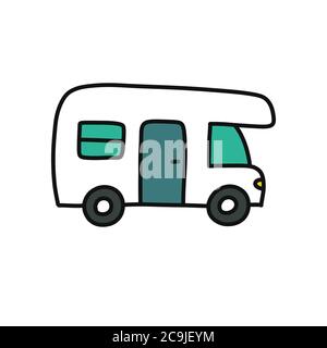 Freizeitfahrzeug Doodle Symbol, Vektor-Illustration Stock Vektor