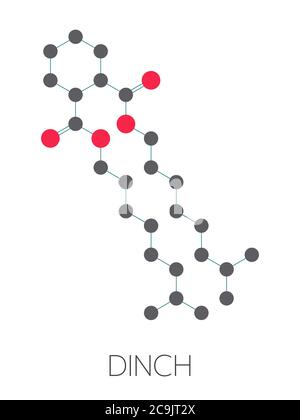 1,2-Cyclohexan-Dicarbonsäure-Diisonylester (DINCH) Weichmacher-Molekül. Alternative zu Phthalaten. Stilisierte Skelettformel (chemische Struktur Stockfoto