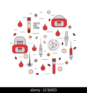 Thrombozytenreiches Plasma (PRP) Behandlung, Illustration. Stockfoto