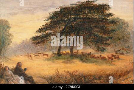 James Smetham - Liebhaber in Richmond Park (Windsor Park) Stockfoto