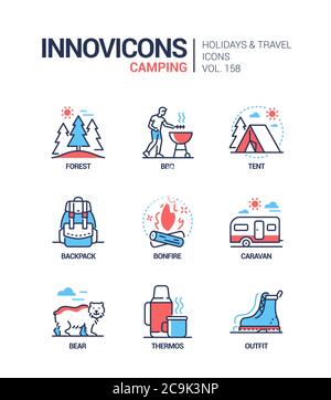Camping - Moderne Linie Design Stil Ikonen gesetzt Stock Vektor
