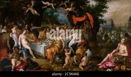 Jan Brueghel und Hendrick van Balen - die Hochzeit der Göttin des Meeres, Thetis, und König Peleus, 1610. Stockfoto