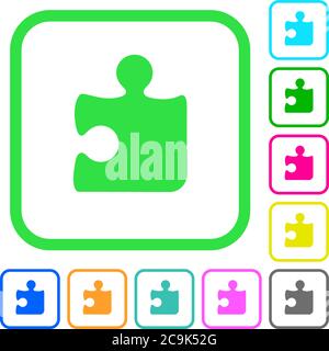 Puzzle lebendige farbige flache Symbole in geschwungenen Rändern auf weißem Hintergrund Stock Vektor