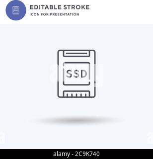 Symbol-Vektor für SSD-Laufwerk, gefülltes flaches Schild, solides Piktogramm isoliert auf Weiß, Logo-Illustration. SSD-Laufwerkssymbol zur Präsentation. Stock Vektor